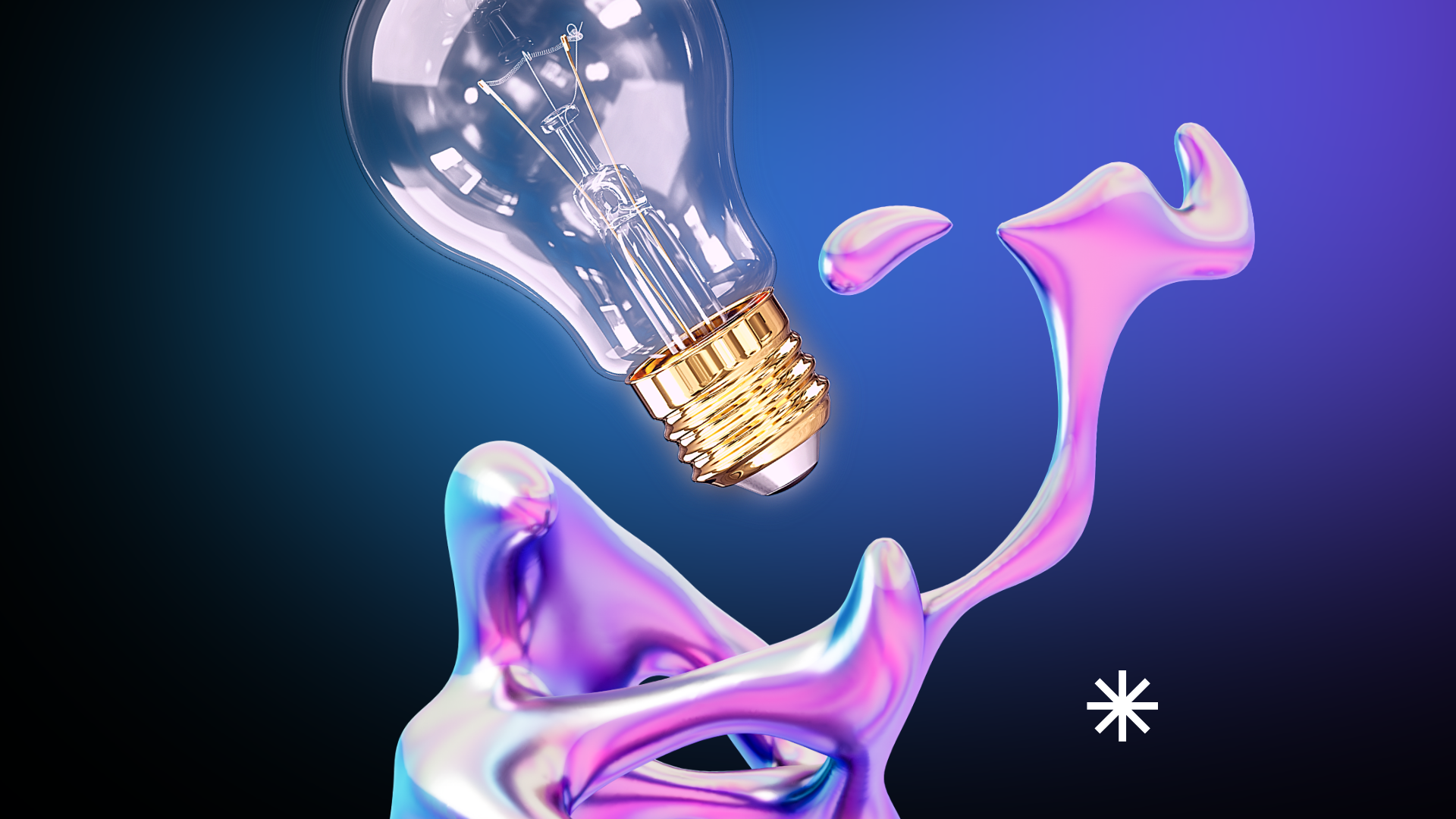 Lâmpada e formas fluidas representando ideias